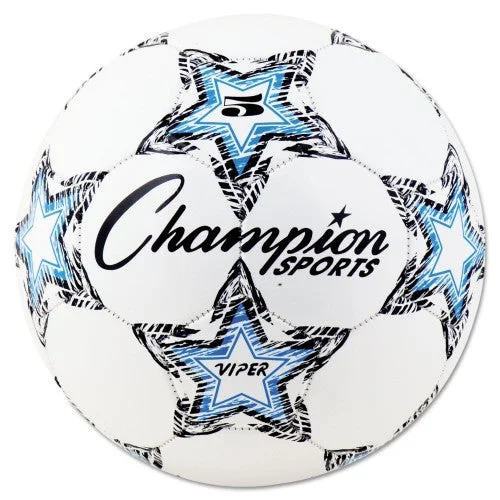 Champion Sports VIPER Soccer Ball, No. 5. Size, 8.5" to 9" Diameter, White (VIPER5)