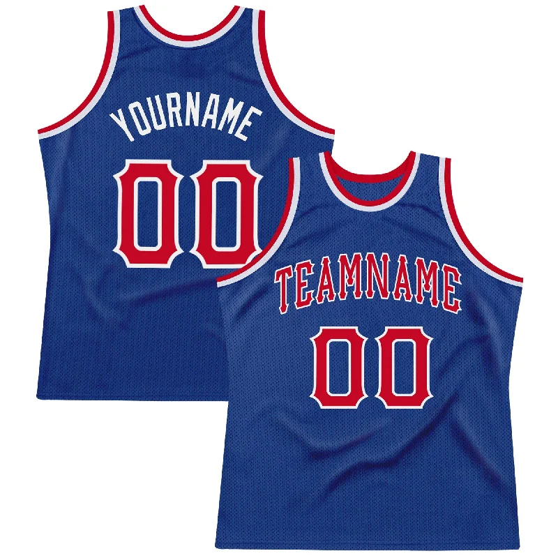 Custom Royal Red-White Authentic Throwback Basketball Jersey