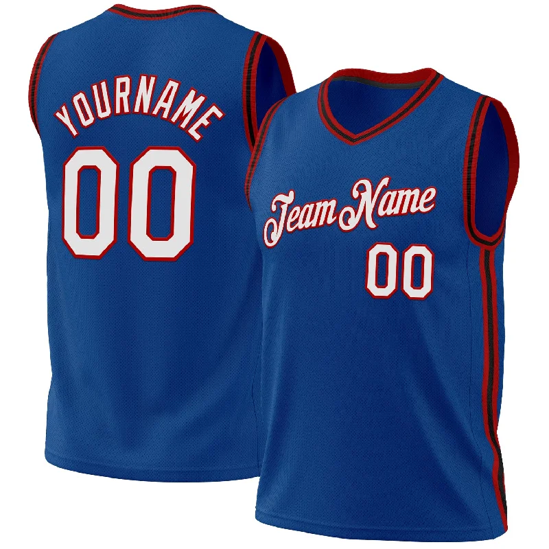 Custom Blue Red-Black Authentic Throwback Basketball Jersey