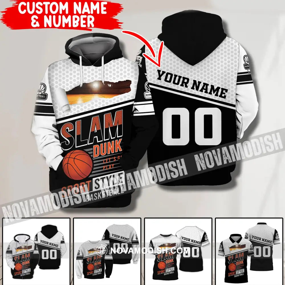 Man Shirt, Custom Name and Number Basketball T-Shirt, Slam Dunk Sport Style, Gift for Basketball Player