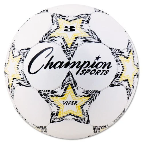 Champion Sports VIPER Soccer Ball, No. 3 Size, 7.25" to 7.5" Diameter, White (VIPER3)