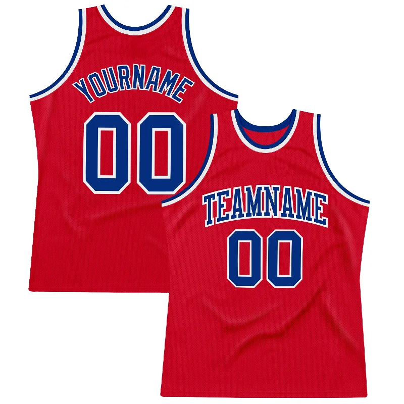 Custom Red Royal-White Authentic Throwback Basketball Jersey