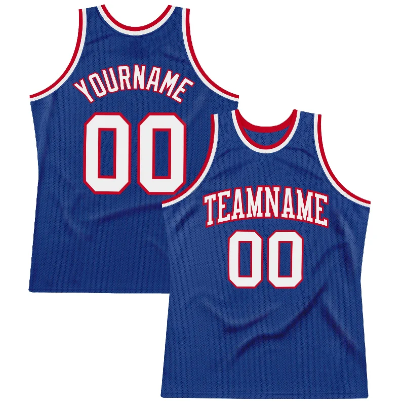 Custom Royal White-Red Authentic Throwback Basketball Jersey