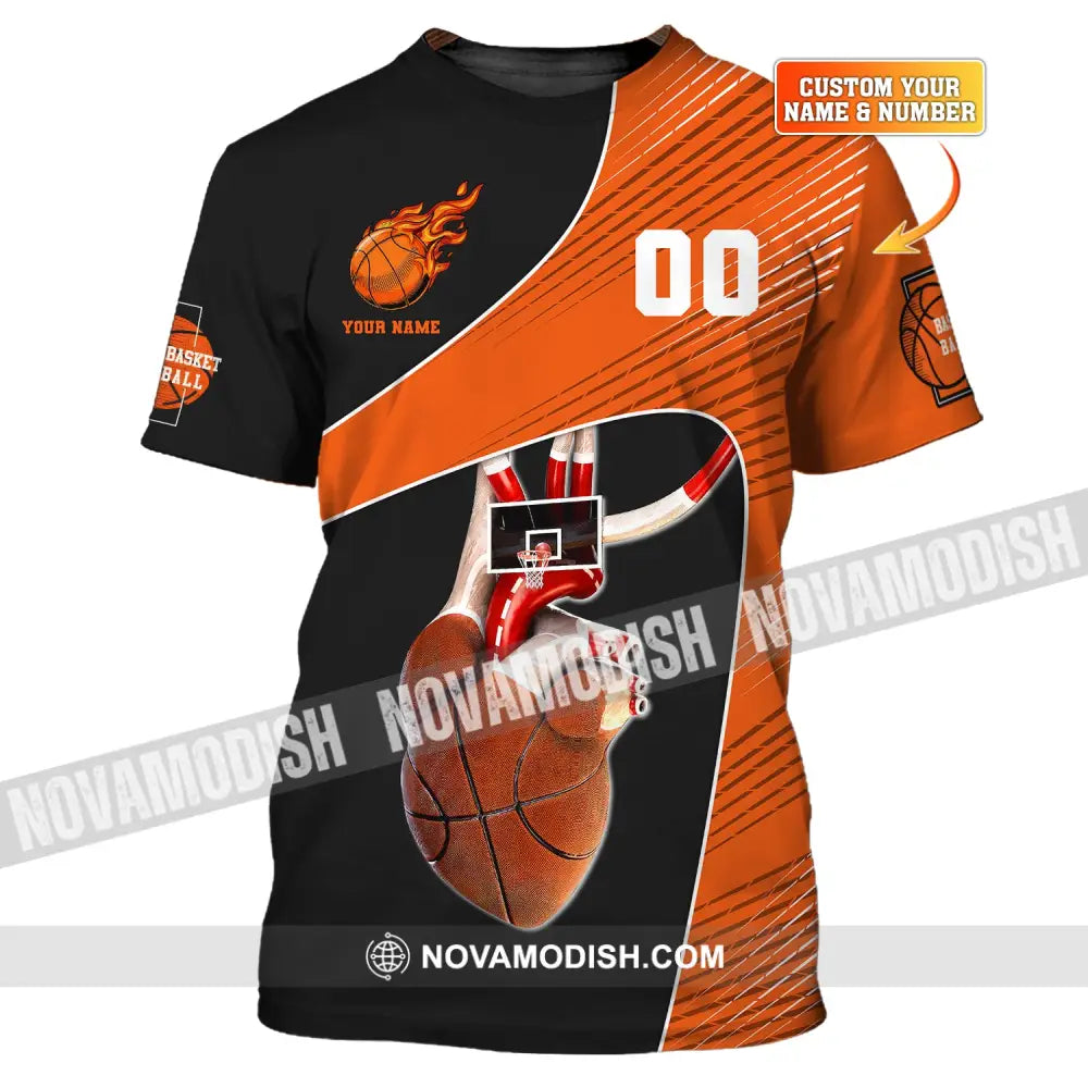 Man Shirt, Custom Name and Number Basketball Shirt, Basketball Heart, Gift for Basketball Player