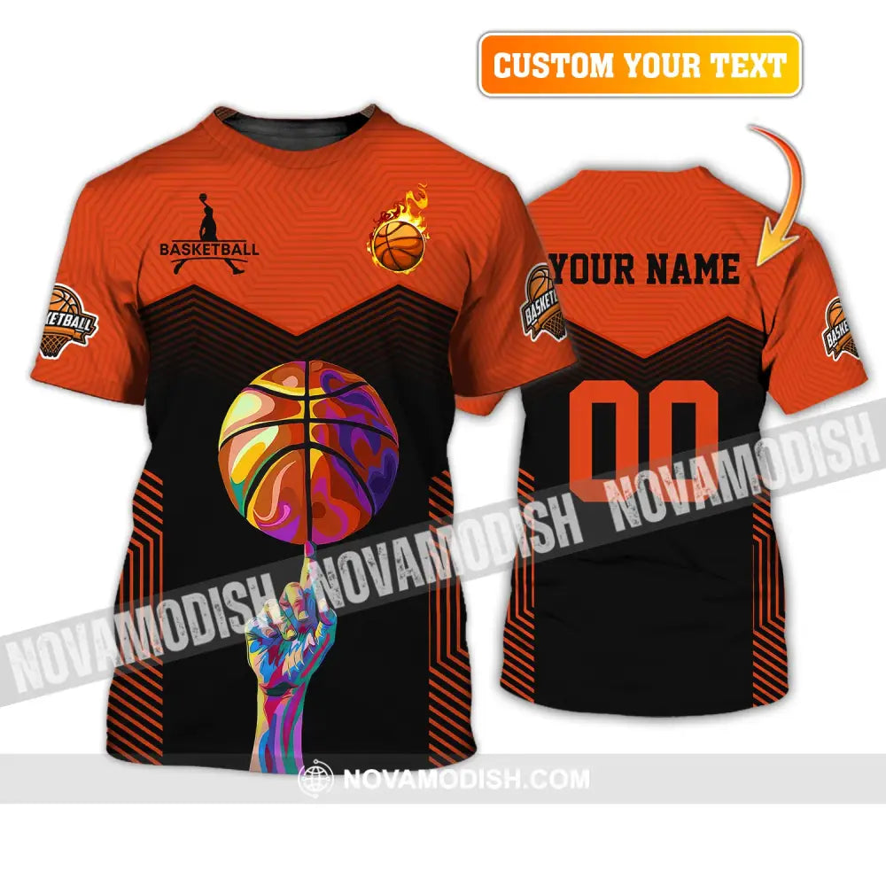 Unisex Shirt, Custom Name and Number Basketball Shirt, Basketball Lover T-Shirt Long Sleeve Polo Shirt