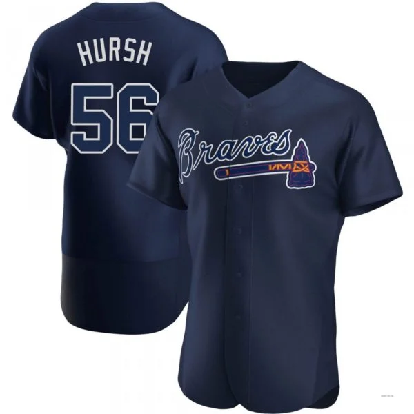 Atlanta Braves #56 Jason Hursh Navy Alternate Team Name Jersey Stitches Baseball Jerseys