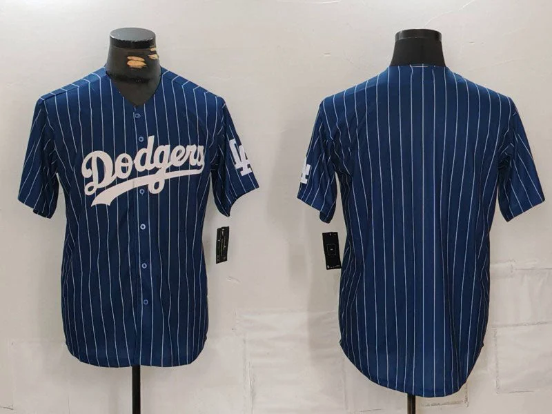 Los Angeles Dodgers Blank Navy Pinstripe Stitched Cool Base Baseball Jerseys