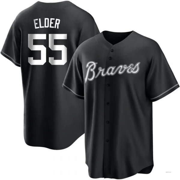 Atlanta Braves #55 Bryce Elder White Black Jersey Stitches Baseball Jerseys