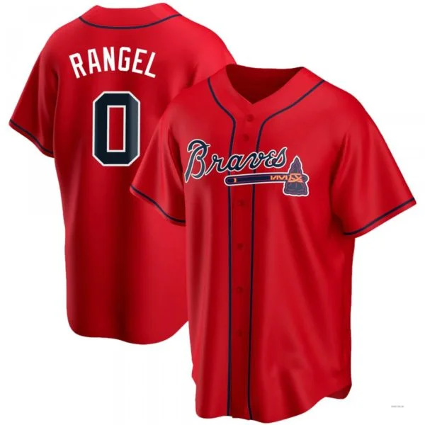 Atlanta Braves #0 Alan Rangel Red Alternate Jersey Stitches Baseball Jerseys