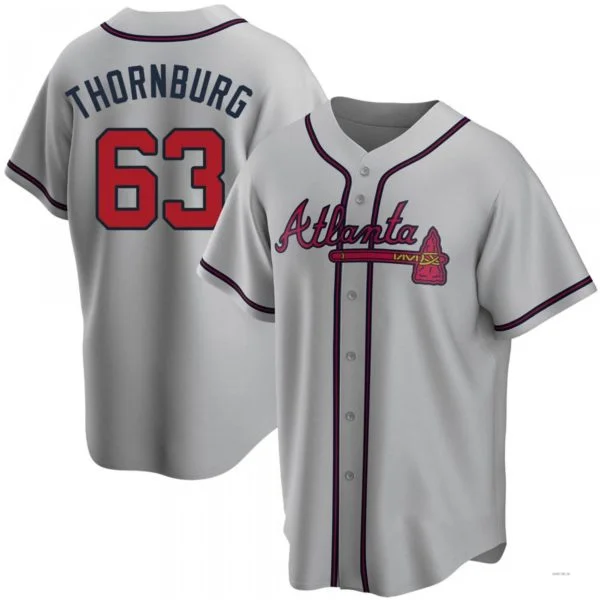 Atlanta Braves #63 Tyler Thornburg Gray Road Jersey Stitches Baseball Jerseys