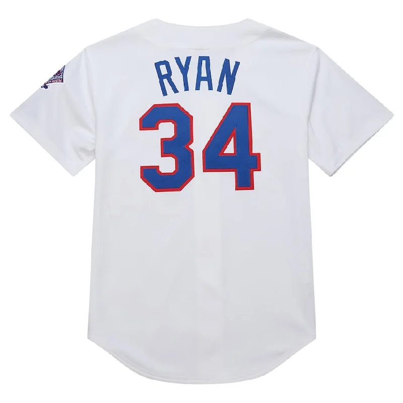 Texas Rangers #34 Nolan Ryan Mitchell & Ness 1993 Cooperstown Collection Authentic Jersey - White Baseball Jerseys