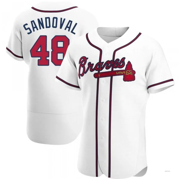 Atlanta Braves #48 Pablo Sandoval White Home Jersey Stitches Baseball Jerseys