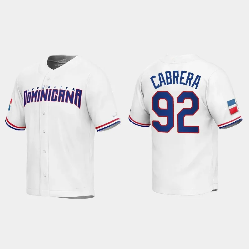 #92 GENESIS CABRERA DOMINICAN REPUBLIC BASEBALL 2023 WORLD BASEBALL CLASSIC REPLICA JERSEY ¨C WHITE Stitches Baseball Jerseys