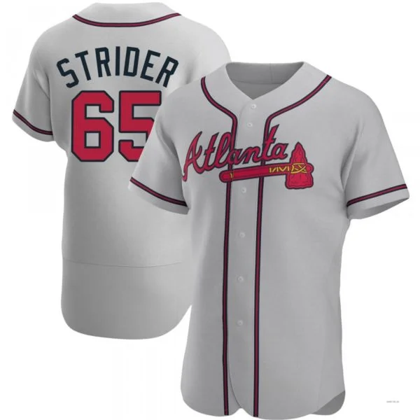 Atlanta Braves #65 Spencer Strider Gray Road Jersey Stitches Baseball Jerseys