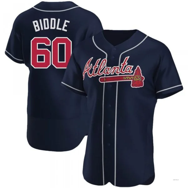 Atlanta Braves #60 Jesse Biddle Navy Alternate Jersey Stitches Baseball Jerseys