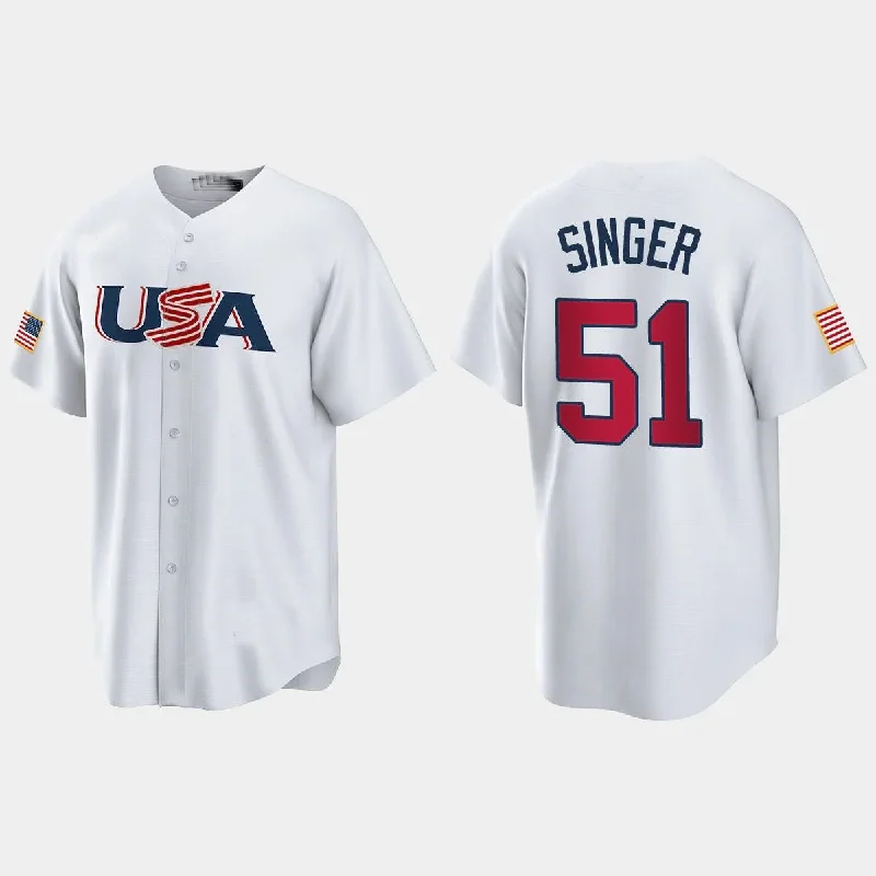 #51 BRADY SINGER KANSAS CITY ROYALS 2023 WORLD BASEBALL CLASSIC USA REPLICA JERSEY ¨C WHITE Stitches Baseball Jerseys