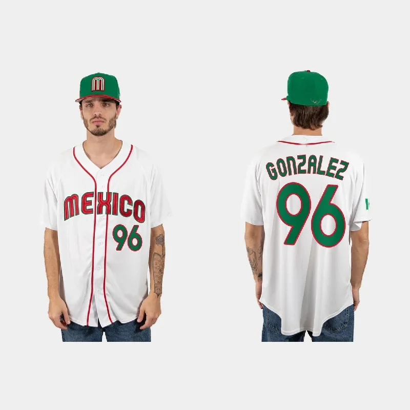 #96 FELIPE GONZALEZ MEXICO BASEBALL 2023 WORLD BASEBALL CLASSIC JERSEY ¨C WHITE Stitches Baseball Jerseys