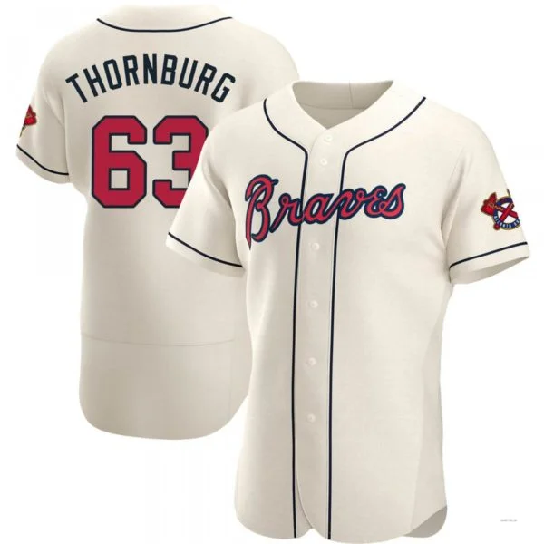 Atlanta Braves #63 Tyler Thornburg Cream Alternate Jersey Stitches Baseball Jerseys