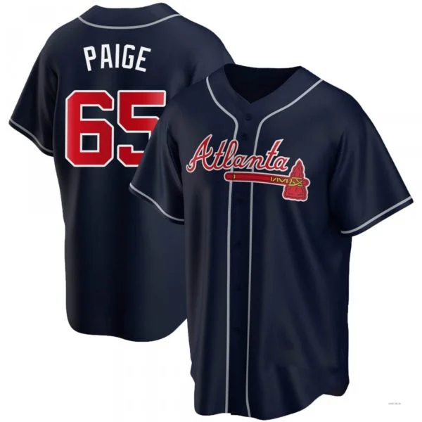 Atlanta Braves #65 Satchel Paige Navy Alternate Jersey Stitches Baseball Jerseys