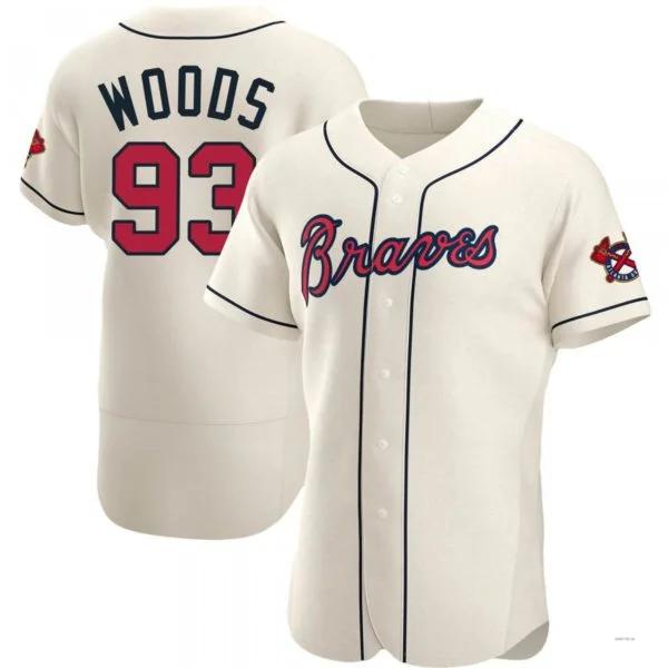 Atlanta Braves #93 William Woods Cream Alternate Jersey Stitches Baseball Jerseys