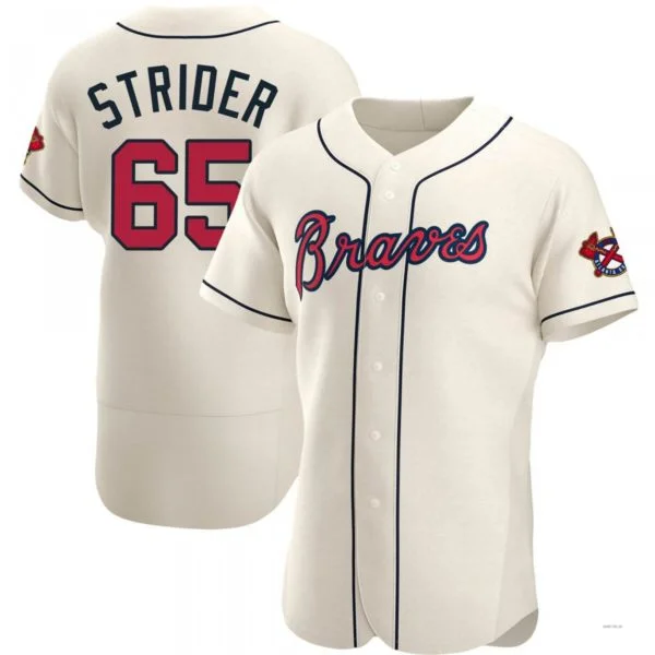 Atlanta Braves #65 Spencer Strider Cream Alternate Jersey Stitches Baseball Jerseys