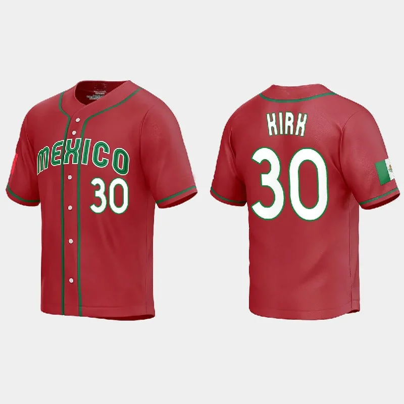 #30 ALEJANDRO KIRK MEXICO BASEBALL 2023 WORLD BASEBALL CLASSIC REPLICA JERSEY ¨C RED Stitches Baseball Jerseys