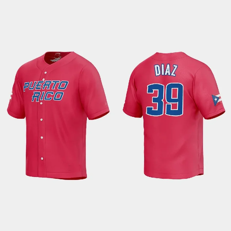 #39 EDWIN DIAZ PUERTO RICO BASEBALL 2023 WORLD BASEBALL CLASSIC JERSEY ¨C RED Stitches Baseball Jerseys