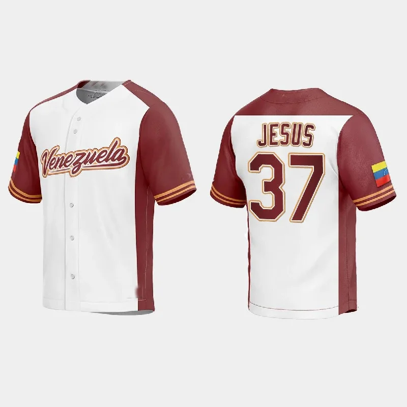 #37 ENMANUEL DE JESUS VENEZUELA BASEBALL 2023 WORLD BASEBALL CLASSIC REPLICA JERSEY ¨C WHITE Stitches Baseball Jerseys