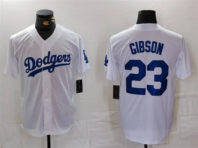 Los Angeles Dodgers #23 Kirk Gibson White Cool Base Stitched Baseball Jersey