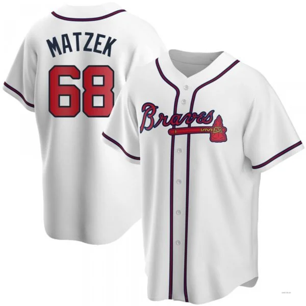 Atlanta Braves #68 Tyler Matzek White Home Jersey Stitches Baseball Jerseys