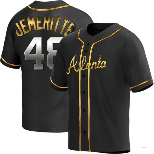 Atlanta Braves #48 Travis Demeritte Black Golden Alternate Jersey Stitches Baseball Jerseys