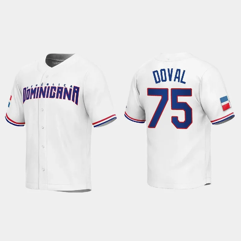 #75 CAMILO DOVAL DOMINICAN REPUBLIC BASEBALL 2023 WORLD BASEBALL CLASSIC REPLICA JERSEY ¨C WHITE Stitches Baseball Jerseys