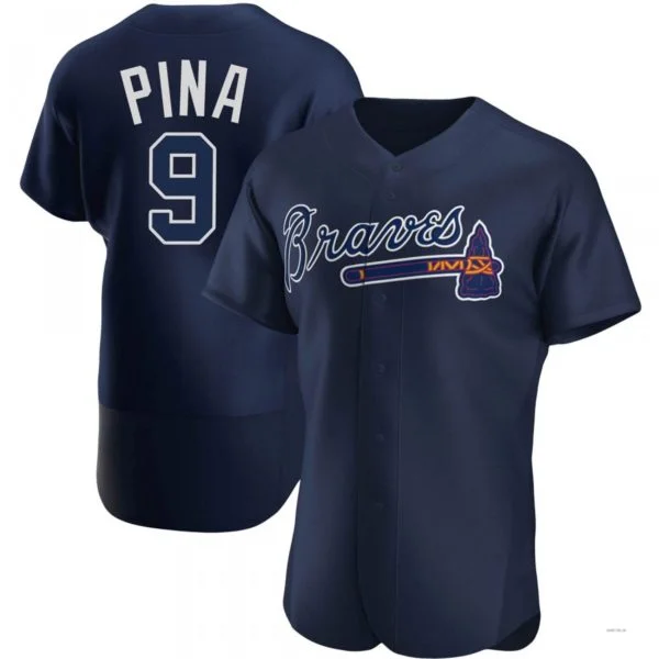 Atlanta Braves #9 Manny Pina Navy Alternate Team Name Jersey Stitches Baseball Jerseys