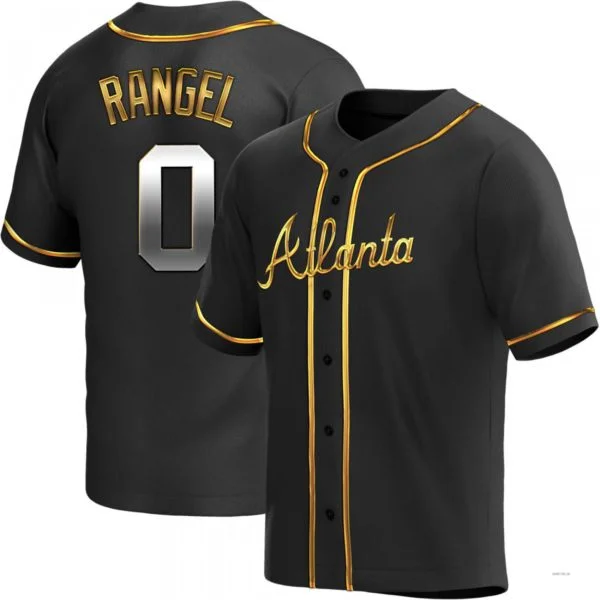 Atlanta Braves #0 Alan Rangel  Black Golden Alternate Jersey Stitches Baseball Jerseys