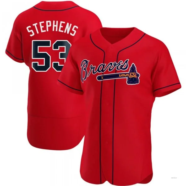 Atlanta Braves #53 Jackson Stephens Red Alternate Jersey Stitches Baseball Jerseys