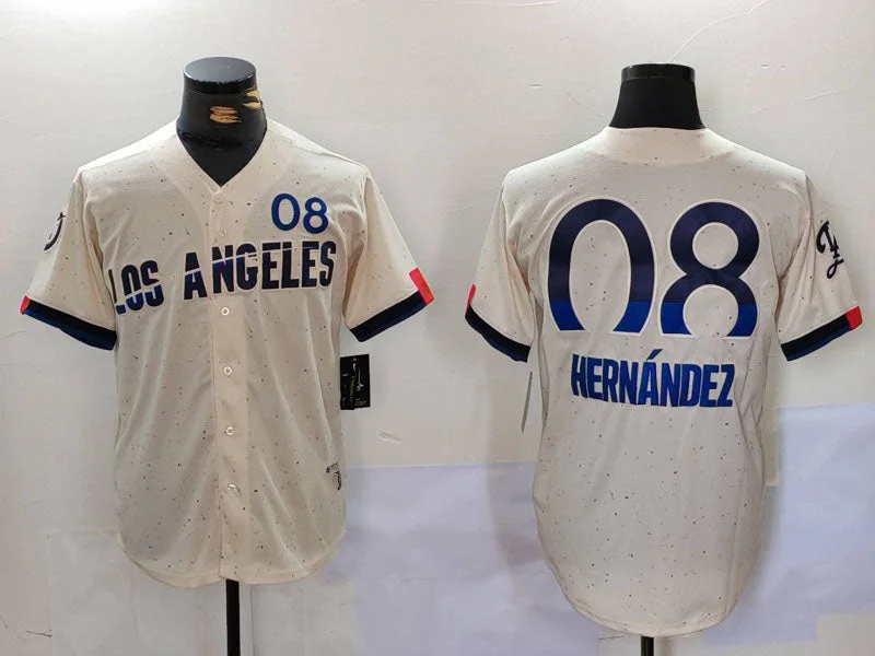 Los Angeles Dodgers #8 Kiké Hernández Cream 2024 City Connect Limited Stitched Baseball Jersey