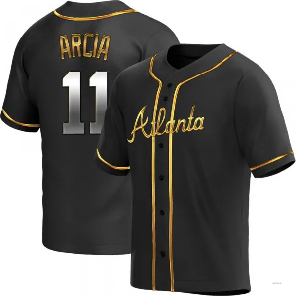 Atlanta Braves #11 Orlando Arcia Black Golden Alternate Jersey Stitches Baseball Jerseys