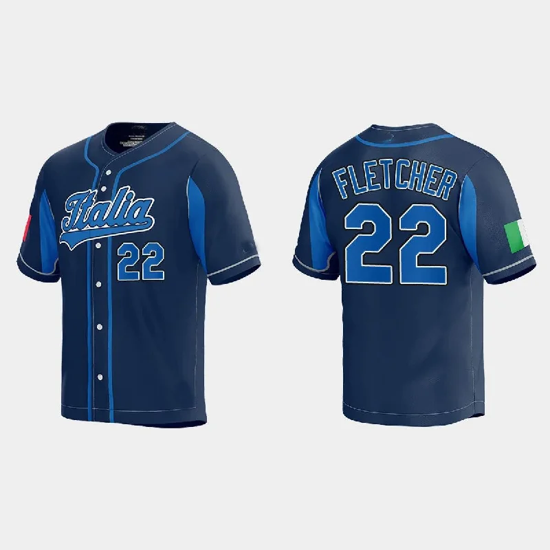 #22 DAVID FLETCHER WORLD BASEBALL CLASSIC 2023 WORLD BASEBALL CLASSIC JERSEY ¨C NAVY Stitches Baseball Jerseys