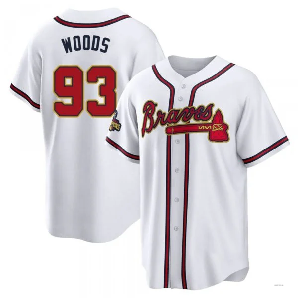 Atlanta Braves #93 William Woods Gold White 2022 Program Jersey Stitches Baseball Jerseys