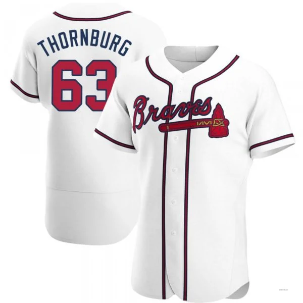 Atlanta Braves #63 Tyler Thornburg White Black Jersey Stitches Baseball Jerseys