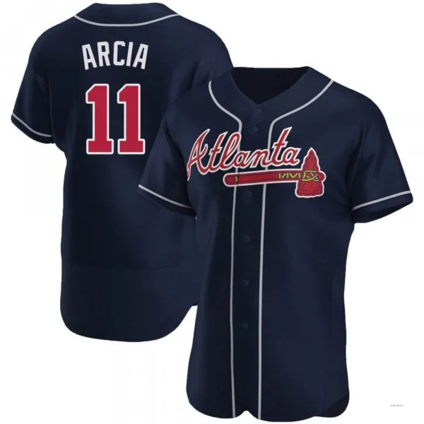 Atlanta Braves #11 Orlando Arcia Navy Alternate Jersey Stitches Baseball Jerseys