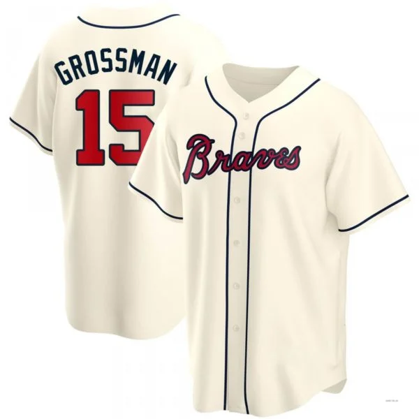 Atlanta Braves #15 Robbie Grossman Cream Alternate Jersey Stitches Baseball Jerseys