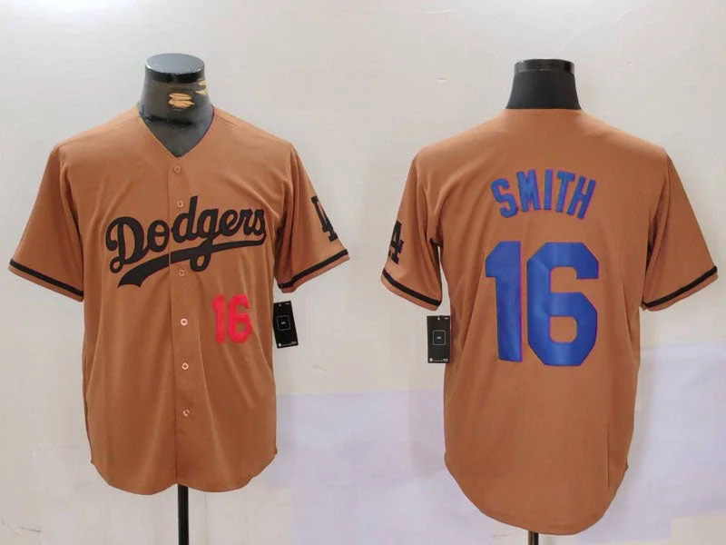 Los Angeles Dodgers #16 Will Smith NUmber Olive Cool Base Limited Stitched Baseball Jerseys