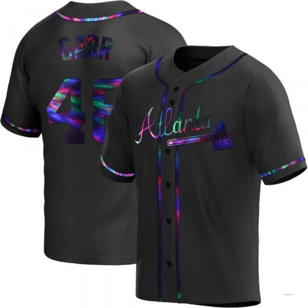 Atlanta Braves #48 Ralph Garr Black Holographic Alternate Jersey Stitches Baseball Jerseys