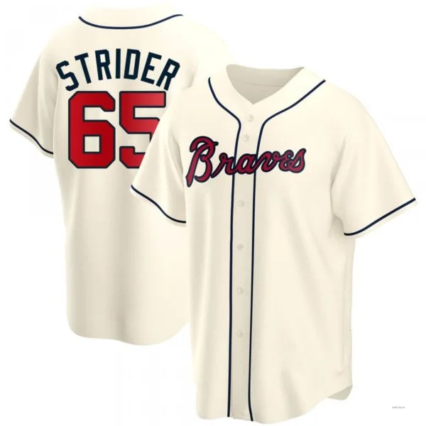 Atlanta Braves #65 Spencer Strider Cream Alternate Jersey Stitches Baseball Jerseys