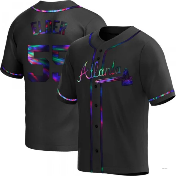 Atlanta Braves #55 Bryce Elder Black Holographic Alternate Jersey Stitches Baseball Jerseys