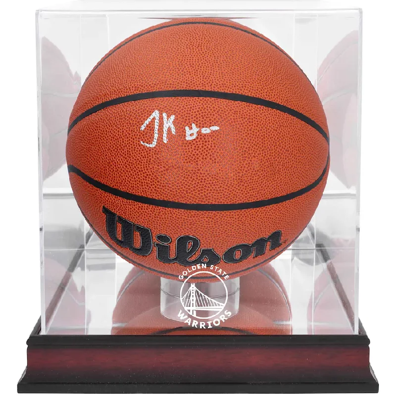 Jonathan Kuminga Signed Golden State Warriors  Wilson Replica Basketball with Mahogany Team Logo Display Case (Fanatics)