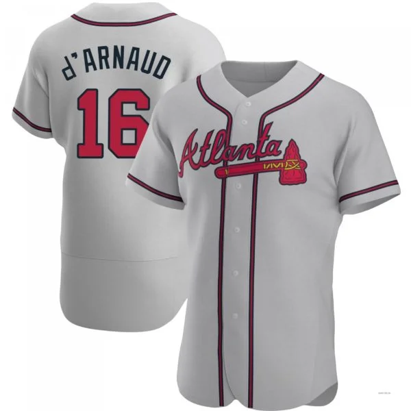 Atlanta Braves #16 Travis d¡¯Arnaud Gray Road Jersey Stitches Baseball Jerseys