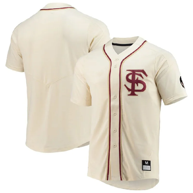 F.State Seminoles Vapor Untouchable Elite Replica Full-Button Baseball Jersey Natural Stitched American College Jerseys