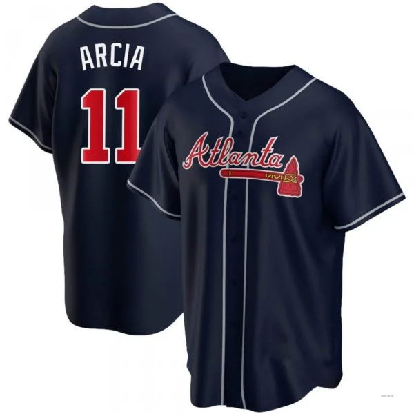 Atlanta Braves #11 Orlando Arcia Navy Alternate Jersey Stitches Baseball Jerseys